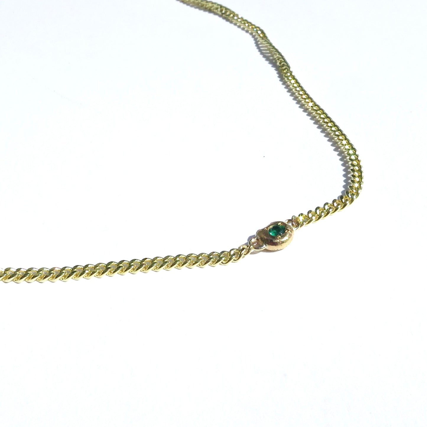 9ct gold chain with freeform emerald